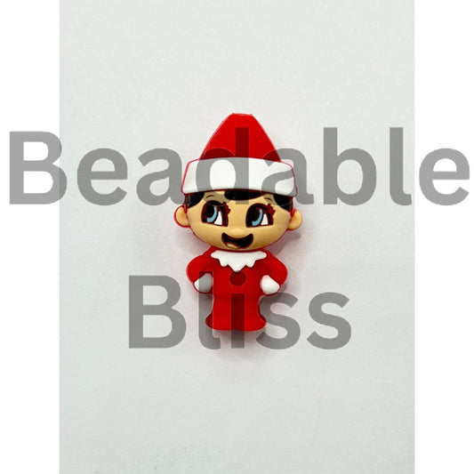 3D The Elf on the Shelf Christmas Hat Silicone Focal Beads