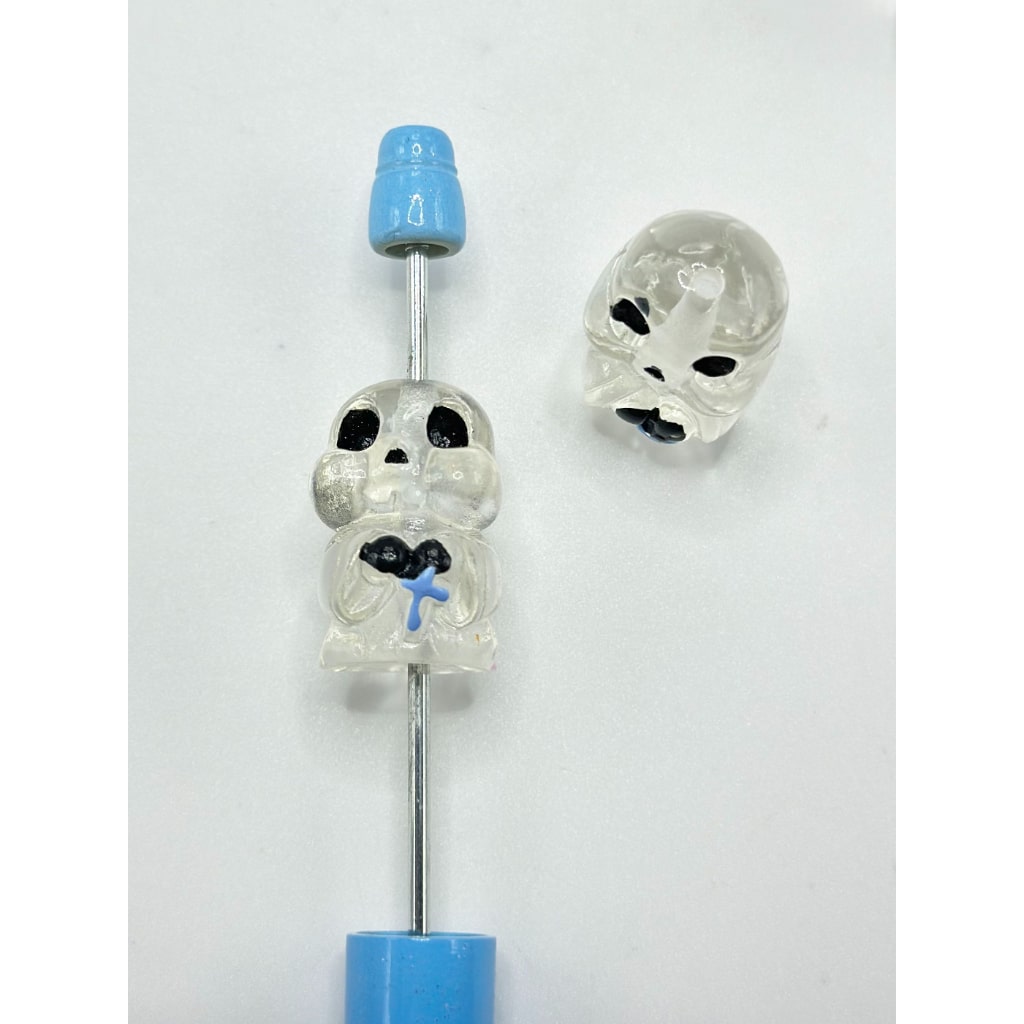 Cute Halloween Crystal Ball Clear Ghost Pen Toppers Beads, Around 10-13MM