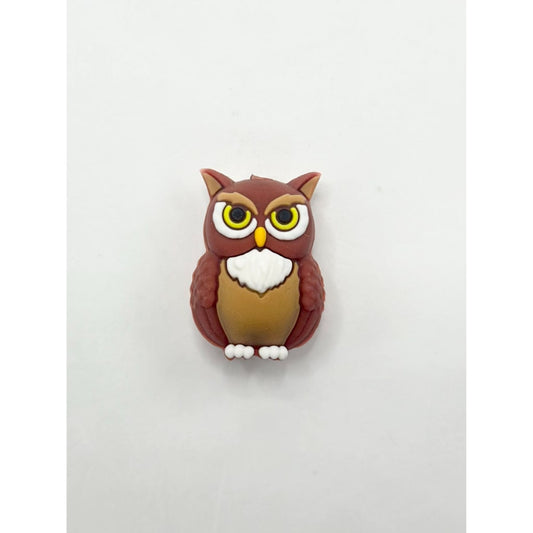 Brown Night Owl Staring Cute 3D Silicone Focal Beads