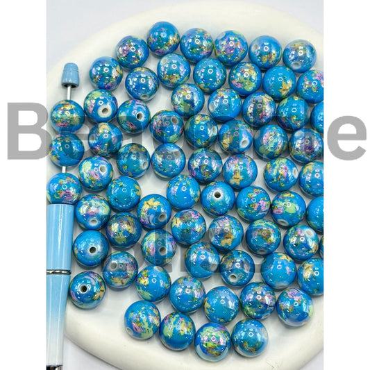 Vivid Map Tellurion Globe Round Acrylic Beads, Random Mix, 16MM