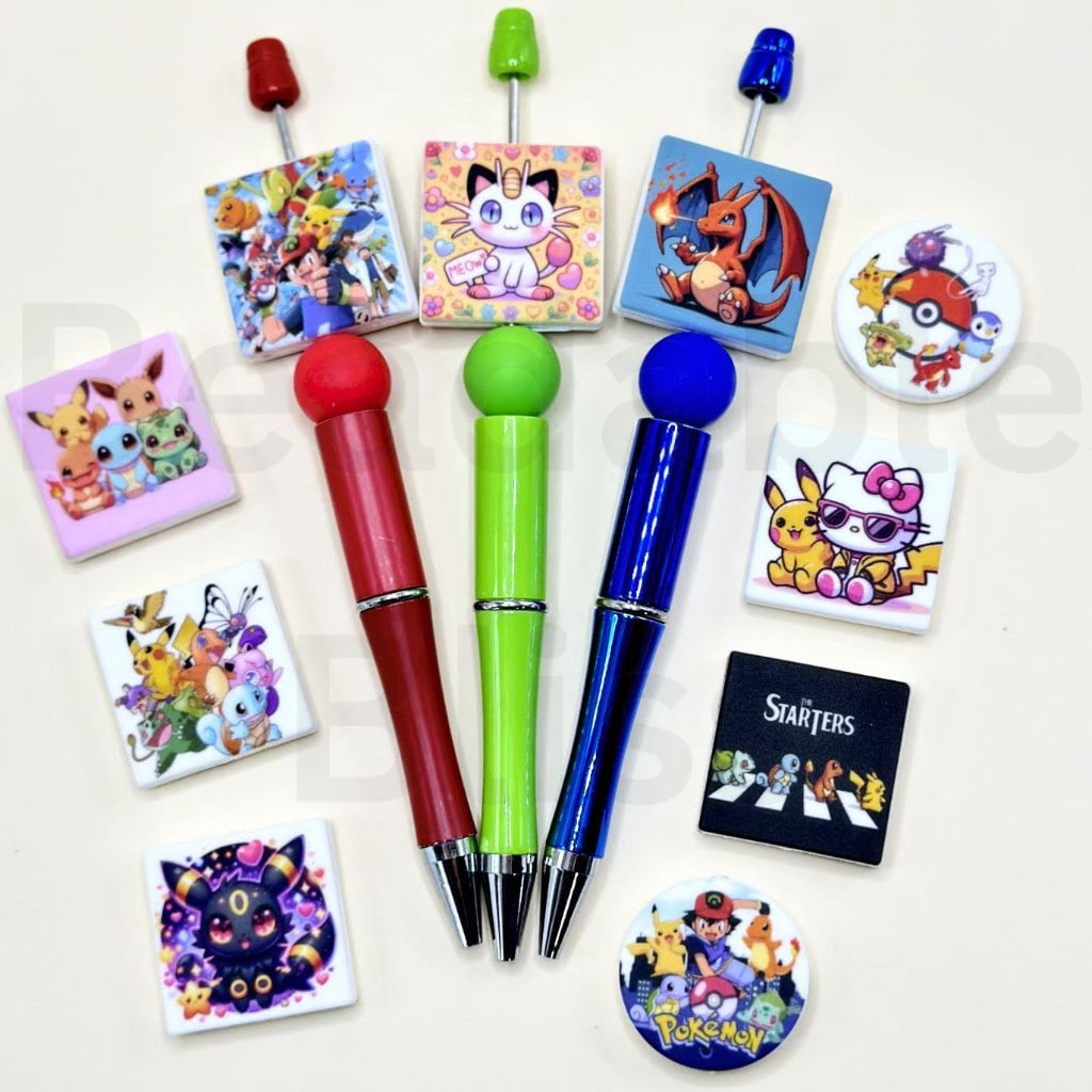 Japanese Anime Cute Pikach Pokemo Silicone Focal Beads , Random Mix