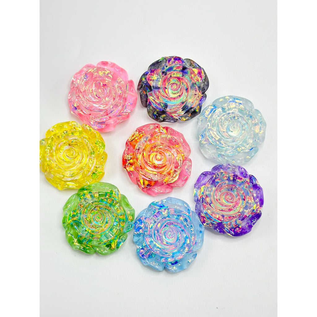 Large Beautiful Resin Flower Charms Beads Accessories, Random Mix, 36MM