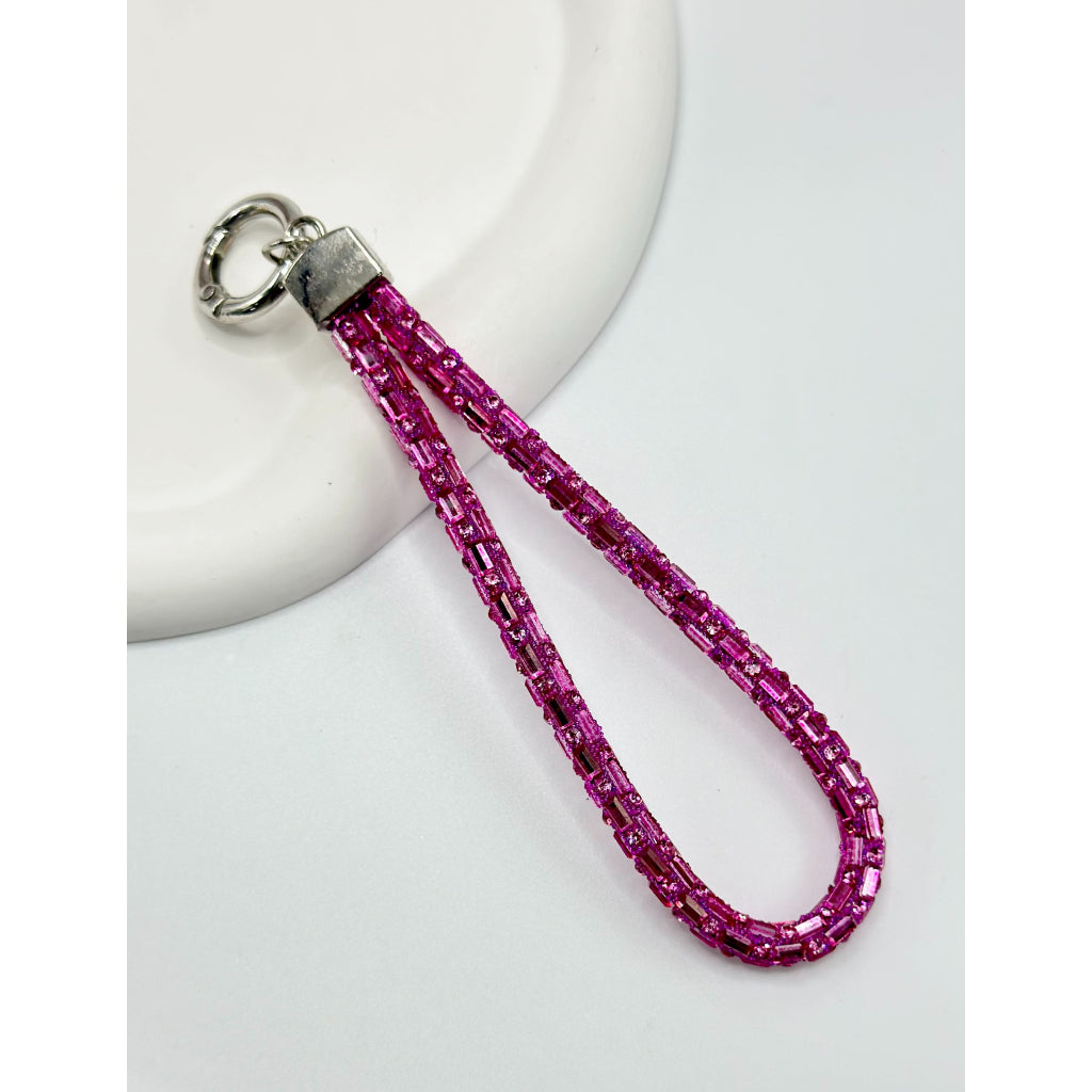 Anti-lost Cellphone Chain with Glass Rhinestone Strap, Around 140MM