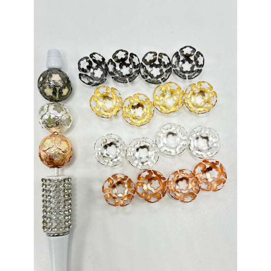 Metal Bumby Bead Cage Bead Cap for 16mm Beads in Five-petaled Flower Shape, Random Mix