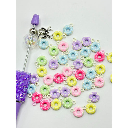 Cute Doughnut Bail Beads for Pen in Solid Color, Random Mix, 11MM