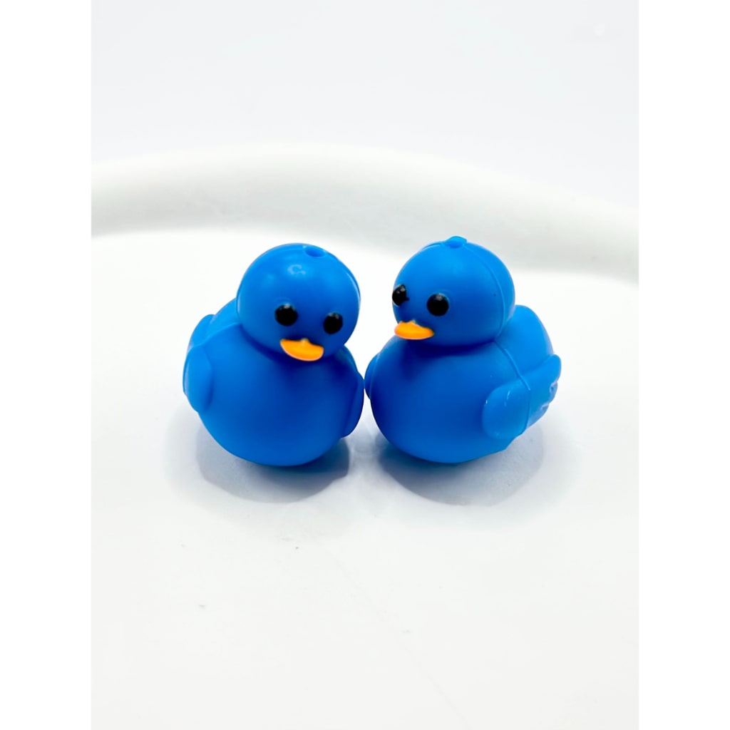 3D Little Cute Blue Duckling Silicone Focal Beads