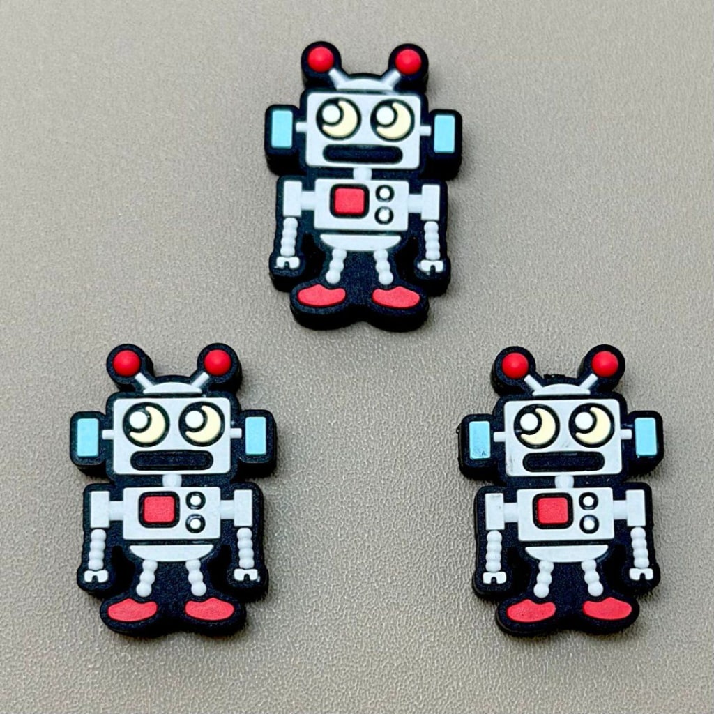 Little Cute Robots Silicone Focal Beads