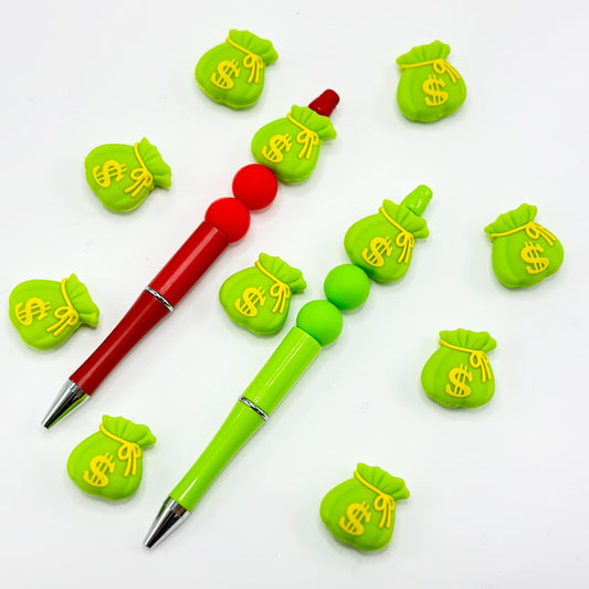 3D Green Money US Dollars Bag Fund Sources Silicone Focal Beads