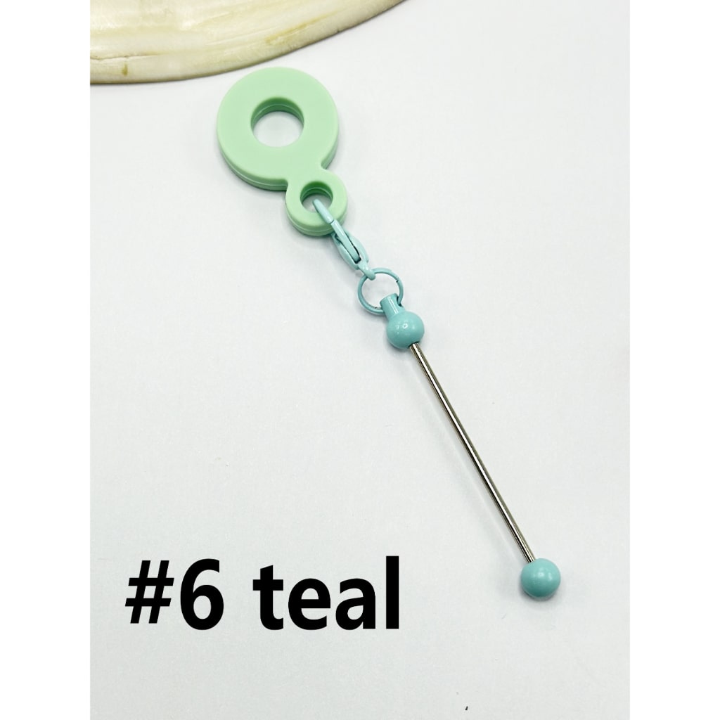 DIY Beadable Metal Bar for Keychains in Solid Color with Carabiner Hook Silicone Ring Hoop On Cup's Straw  Please Read the Description