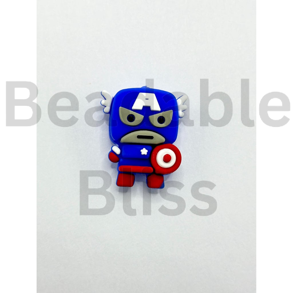 3D Little Cute Marve Captain Americ Silicone Focal Beads