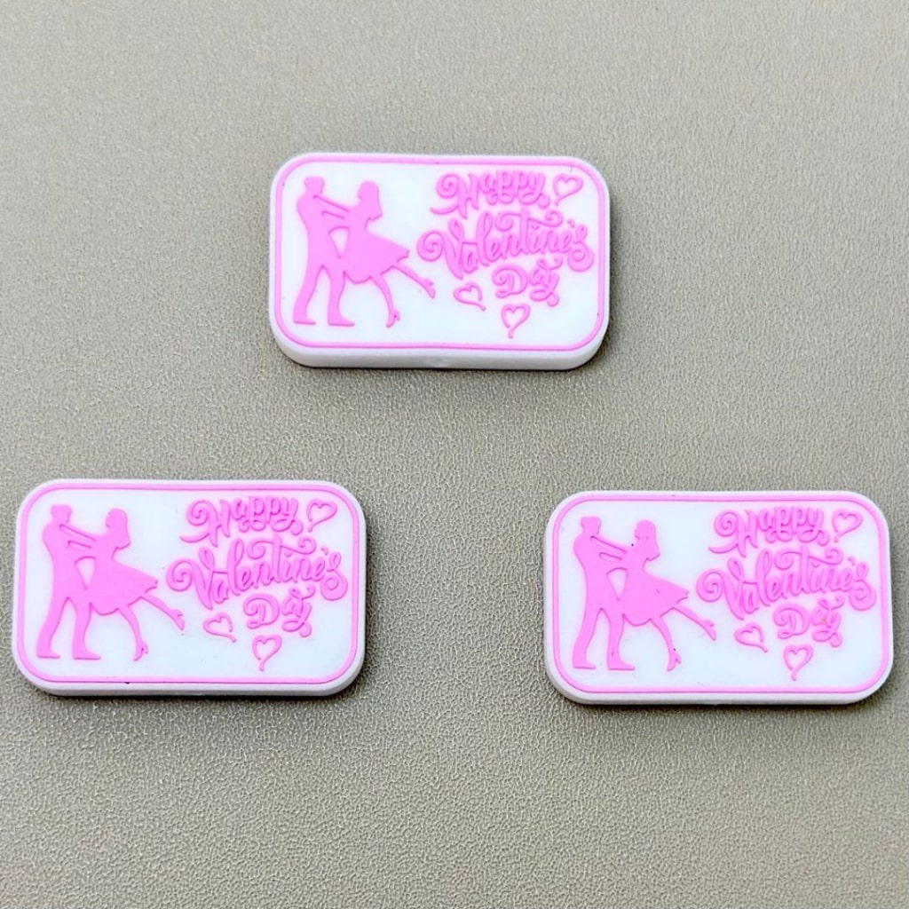 Pink Happy Valentine's Day Silicone Focal Beads