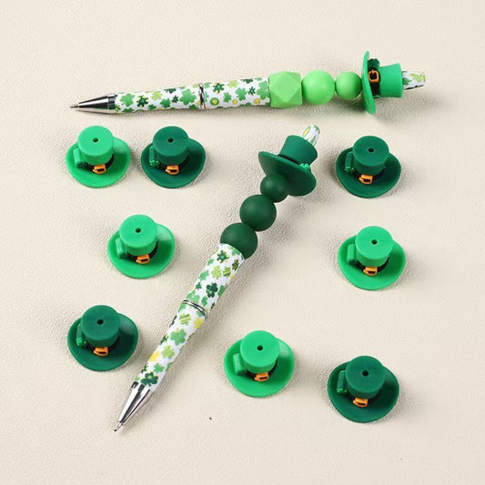 3D Green Color Gentleman Hat Silicone Focal Beads