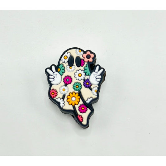 Ghost in Multi-Color Small Flowers Greets Everyone Silicone Focal Beads