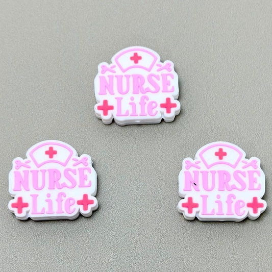 Pink Nurse Life Hospital Silicone Focal Beads