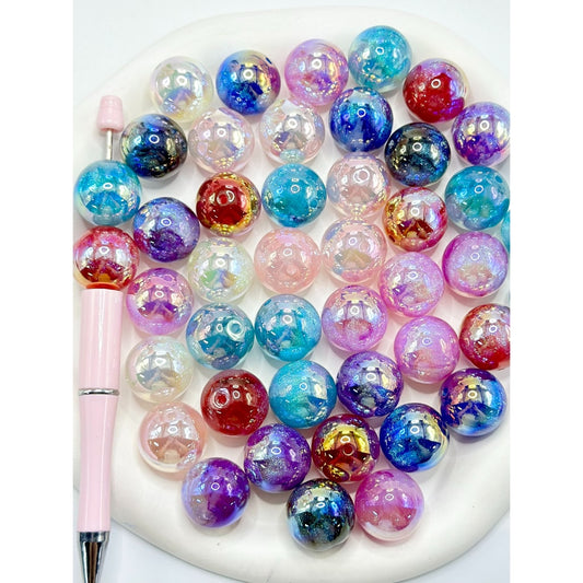 Glittery Round Acrylic Beads, Random Mix, 20MM