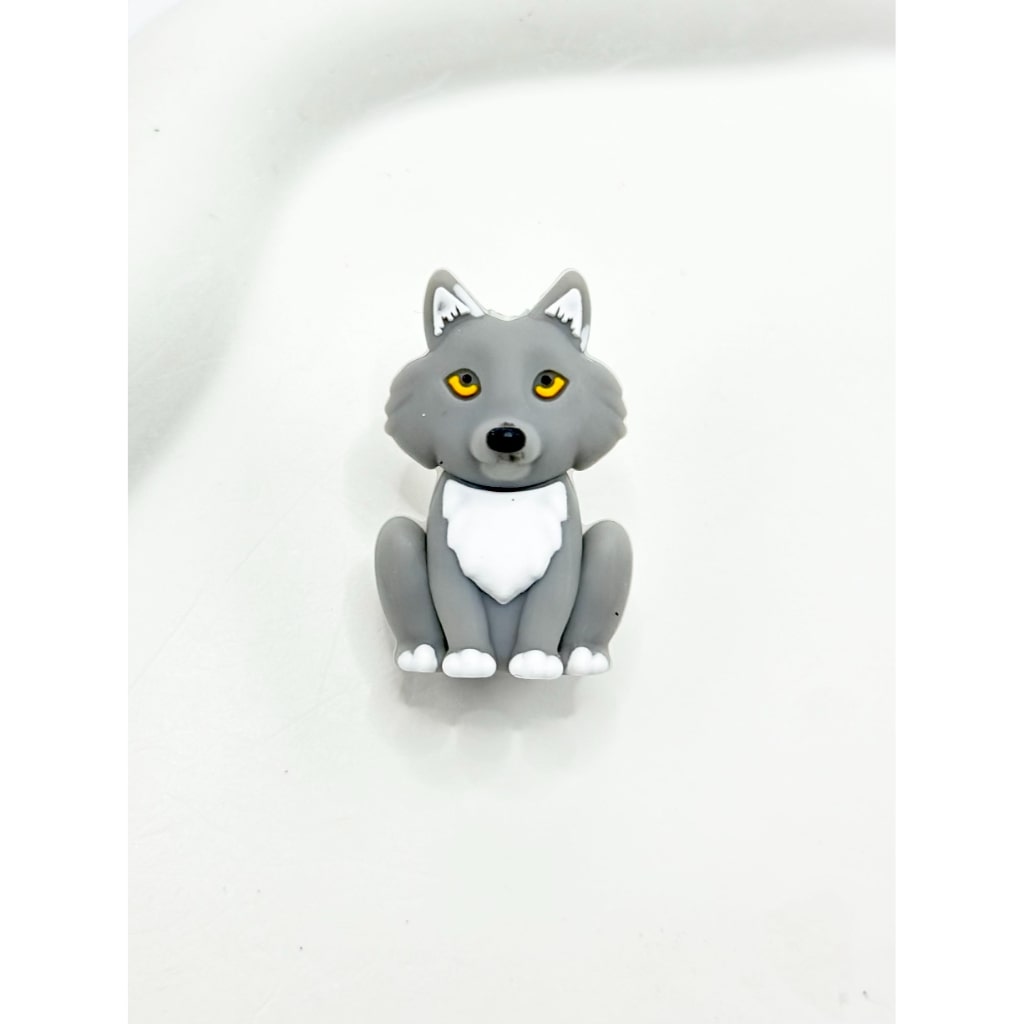 3D Little Cute Wolf Silicone Focal Beads