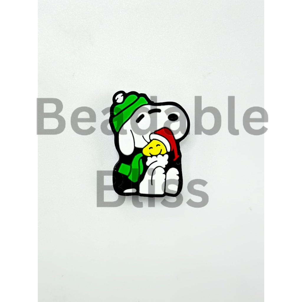 Cute Snoop with Green Hat Silicone Focal Beads