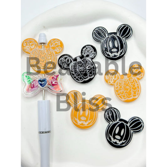 Micki Mouse Head Flat Acrylic Beads, Random Mix, 40*34MM