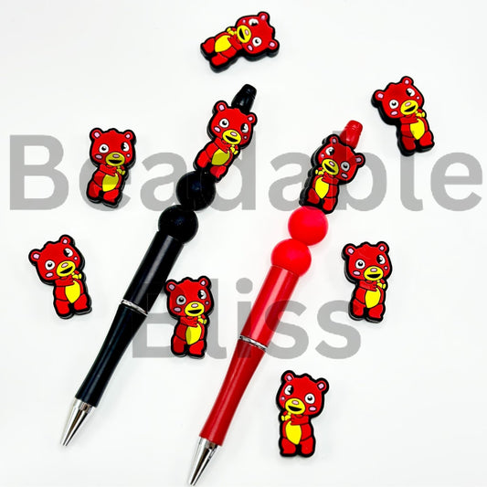 Little Cute Red & Yellow Bear Silicone Focal Beads