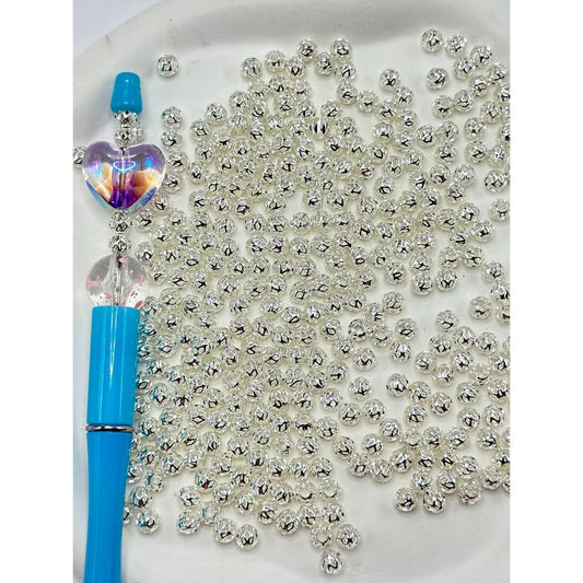 6mm beads, Metal Hollow Beads, Silver Color, Mini Size 6mm, Alloy Material