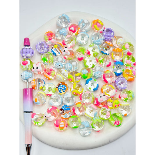 Splendid Hand Paints Clear Round Acrylic Beads, Random Mix, 16MM