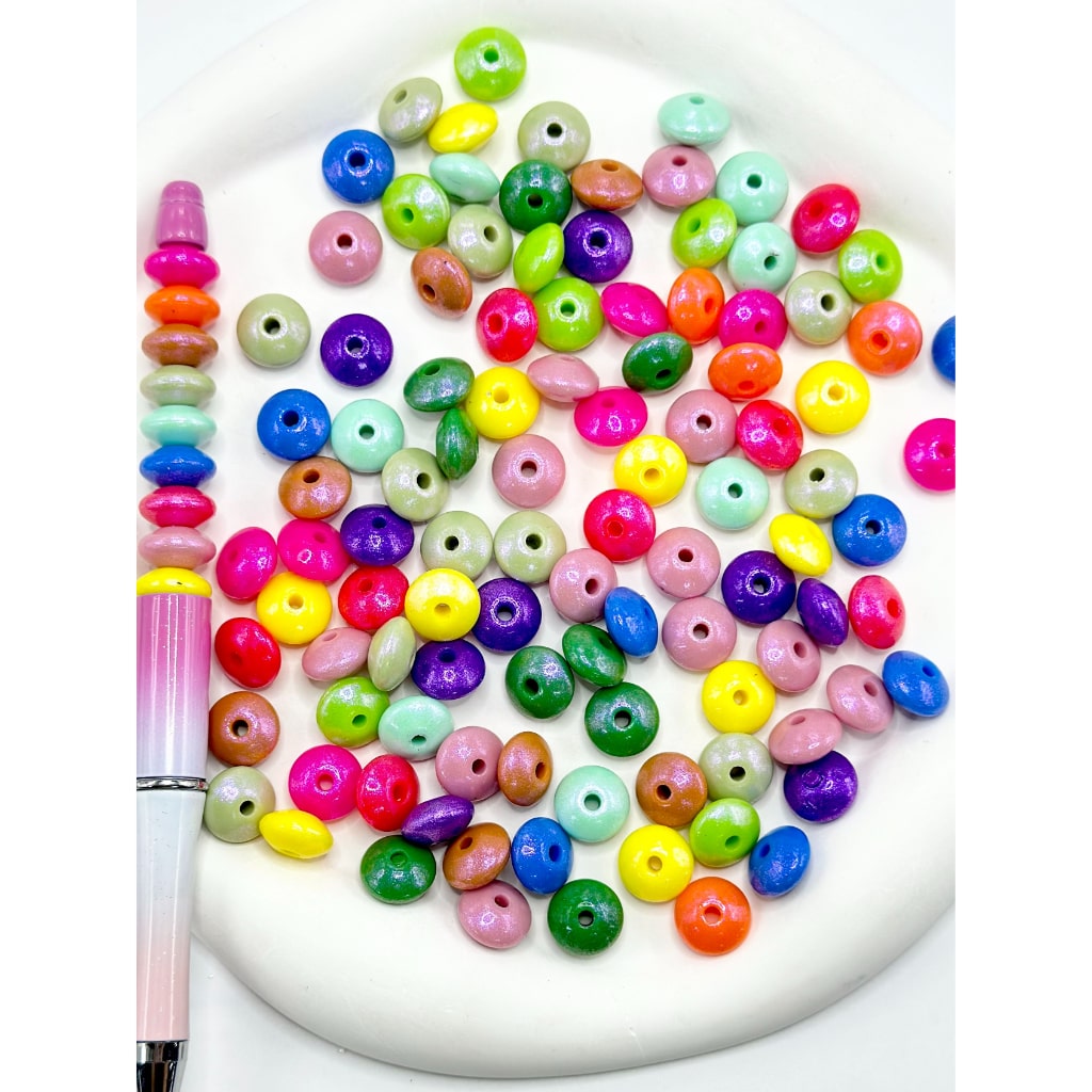 Glittery Silicone Lentil Beads Spacers Saucers in Solid Color, Random ...