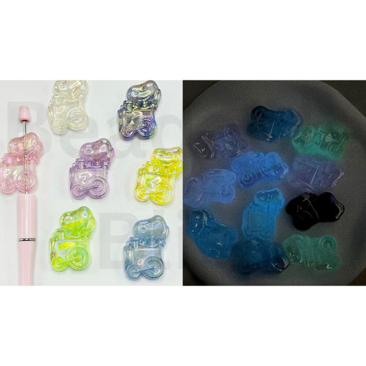 Luminous UV Finish Translucent Snoop Drives a Train Acrylic Beads, Random Mix, 40*30MM