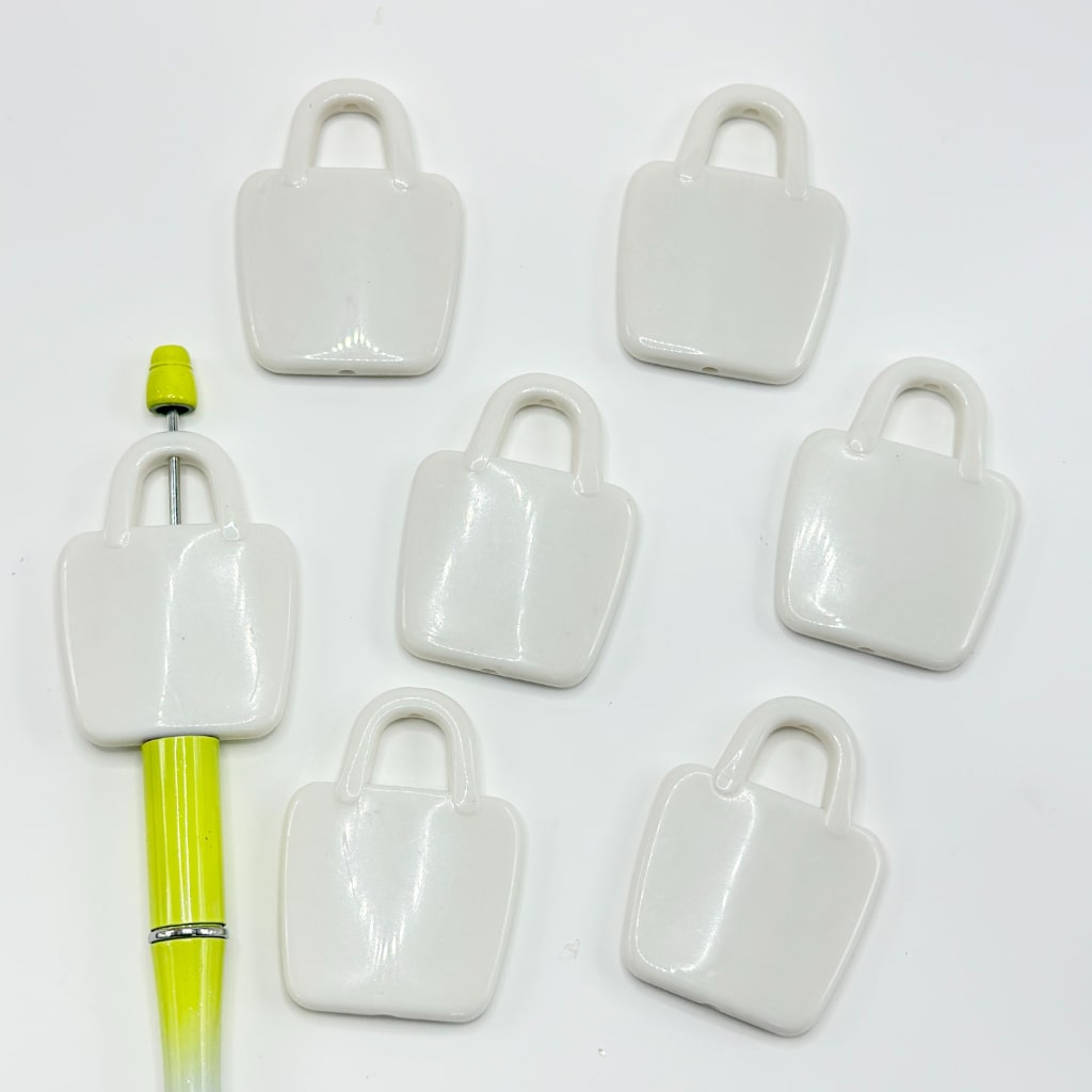 DIY White Hand Bag Base Acrylic Beads, Around 37*50MM