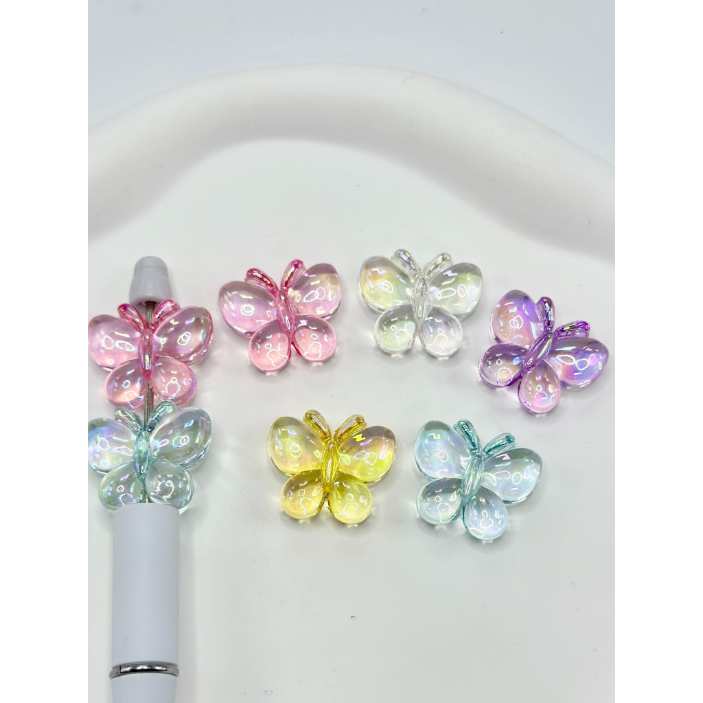 Butterfly Shape Acrylic Beads in Translucent Colors, Random Mix, 24MM by 21MM