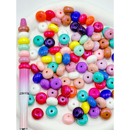 Glittery Wheel Spacer Silicone Beads in Solid Color, Random Mix, 14MM