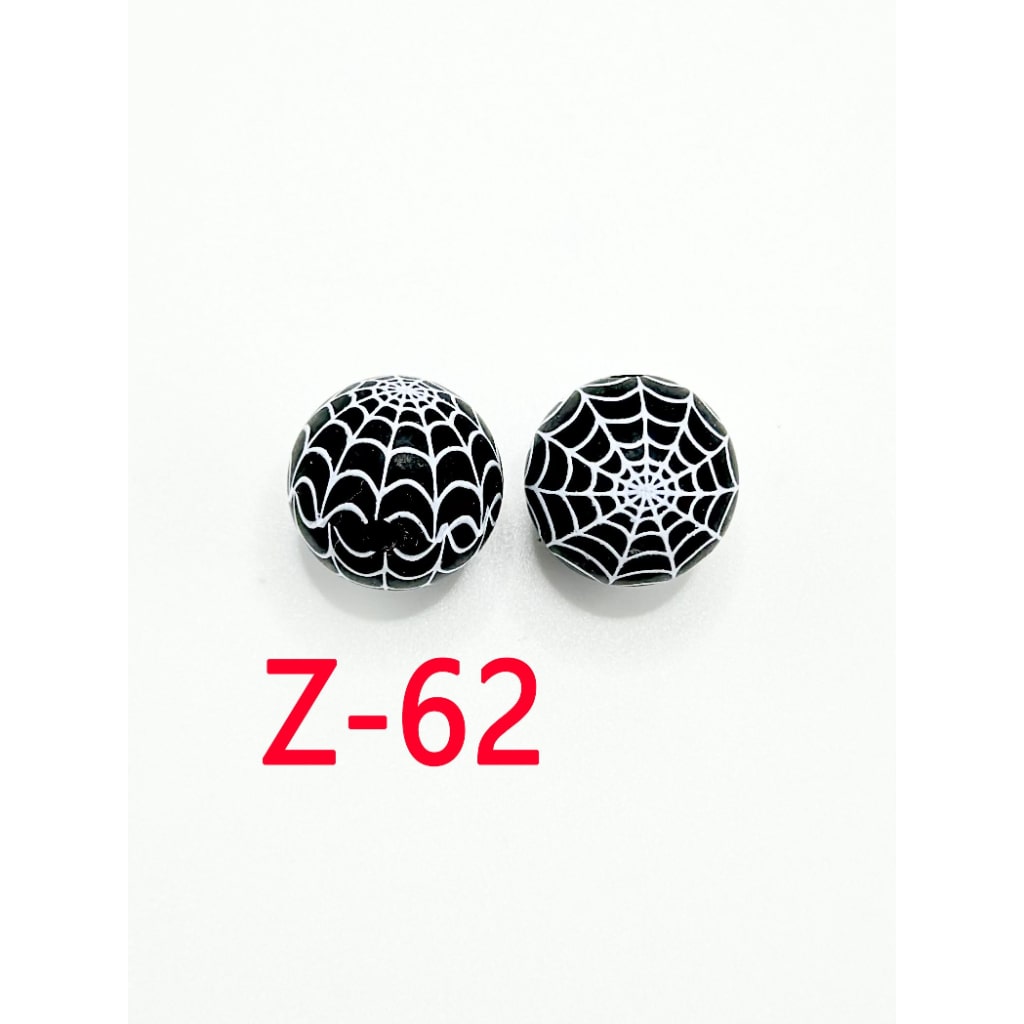 Spider Net Black Round Silicone Beads 15mm, Number Z-62