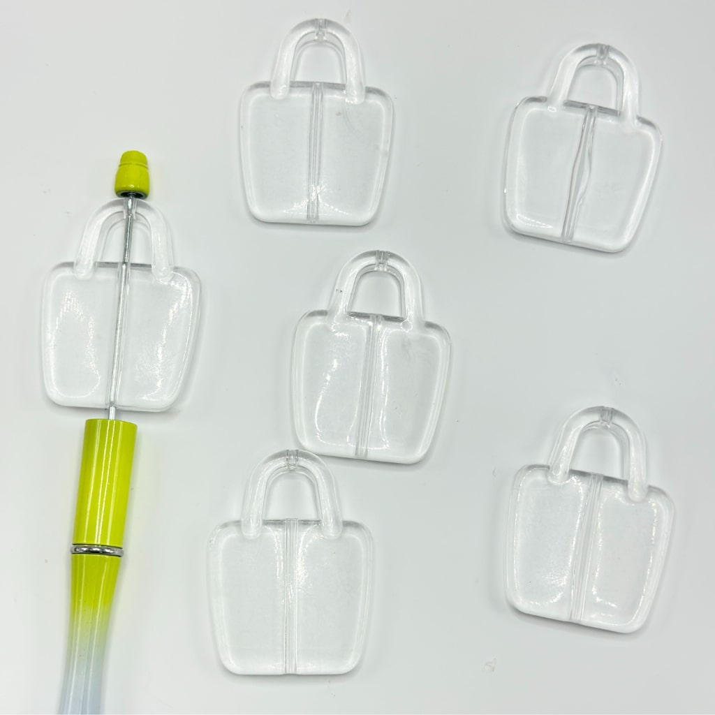 DIY Clear Hand Bag Base Acrylic Beads, Around 37*50MM