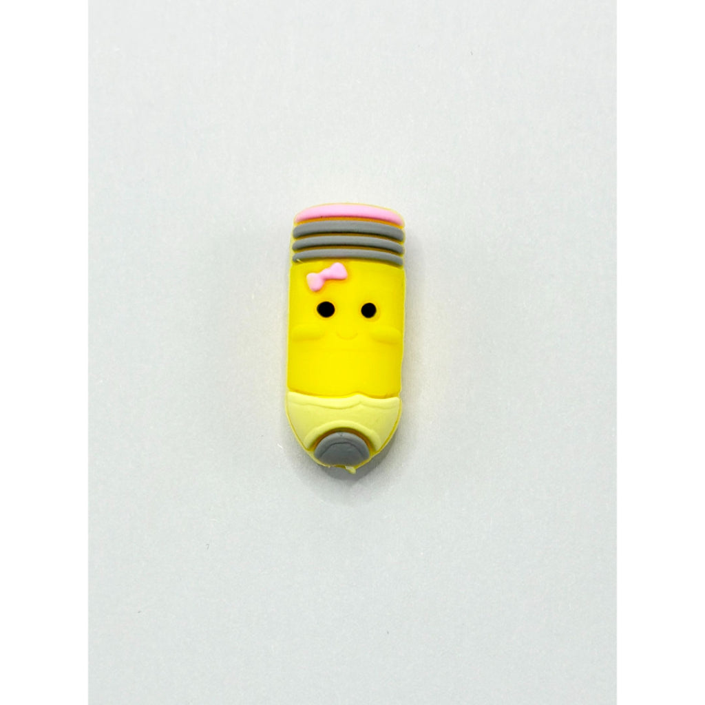 3D Mini Cute Yellow Pencil Silicone Focal Beads