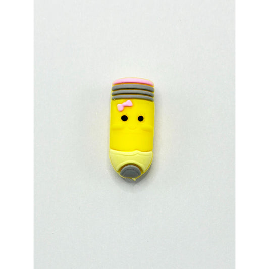 3D Mini Cute Yellow Pencil Silicone Focal Beads