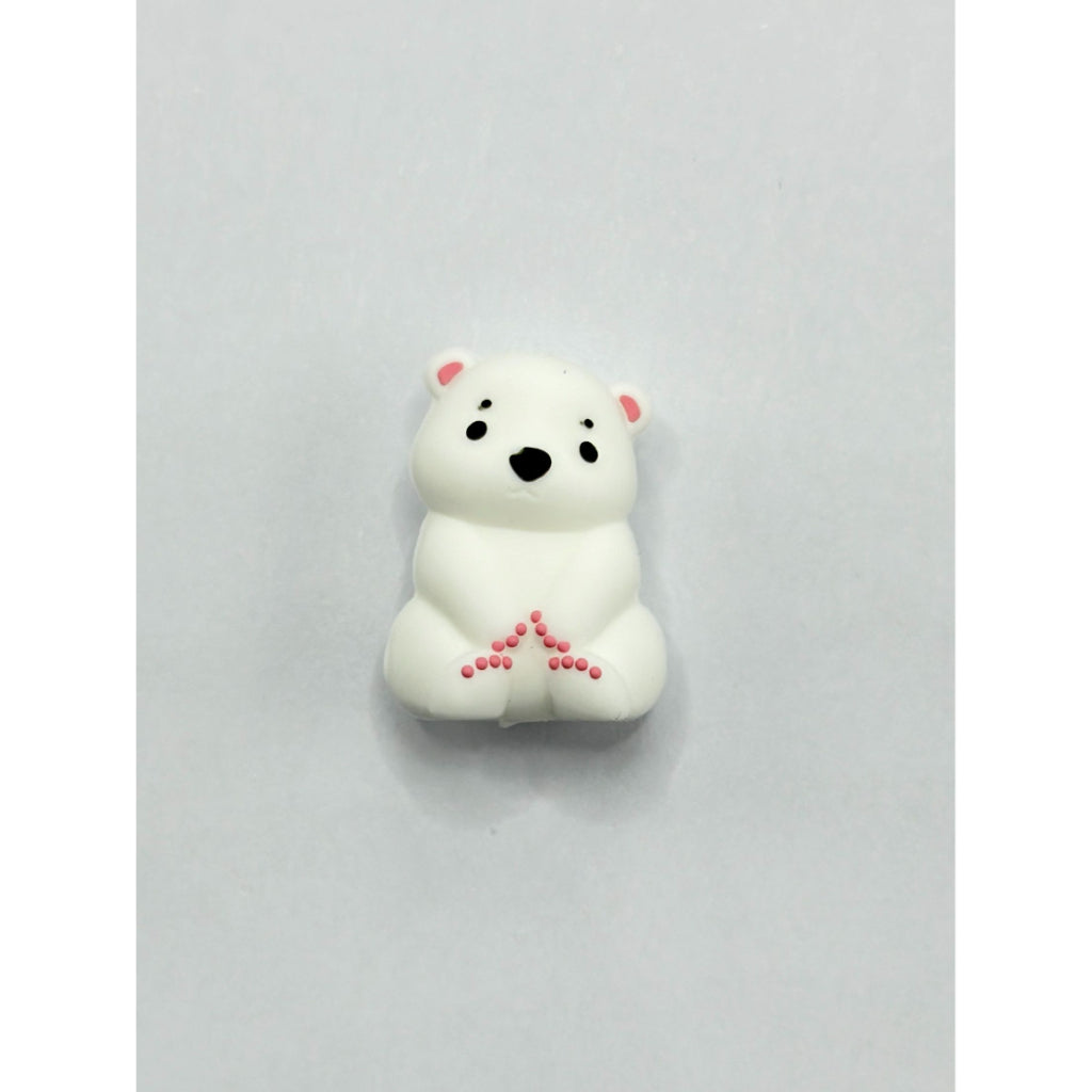 3D Little Cute White Bear Silicone Focal Beads