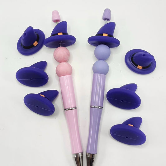 3D Halloween Purple Witch Hat Magic Silicone Focal Beads