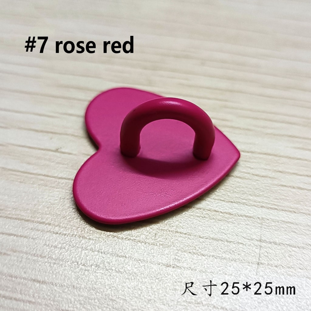 Beadable DIY Cute Solid Color Heart Alloy Sticky Adhesive Phone Charm with Ring Hook Hanger Clasp Accessories, Around 25*25MM