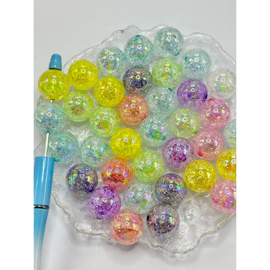 Translucent Broken Round Acrylic Beads, Random Mix, 20MM