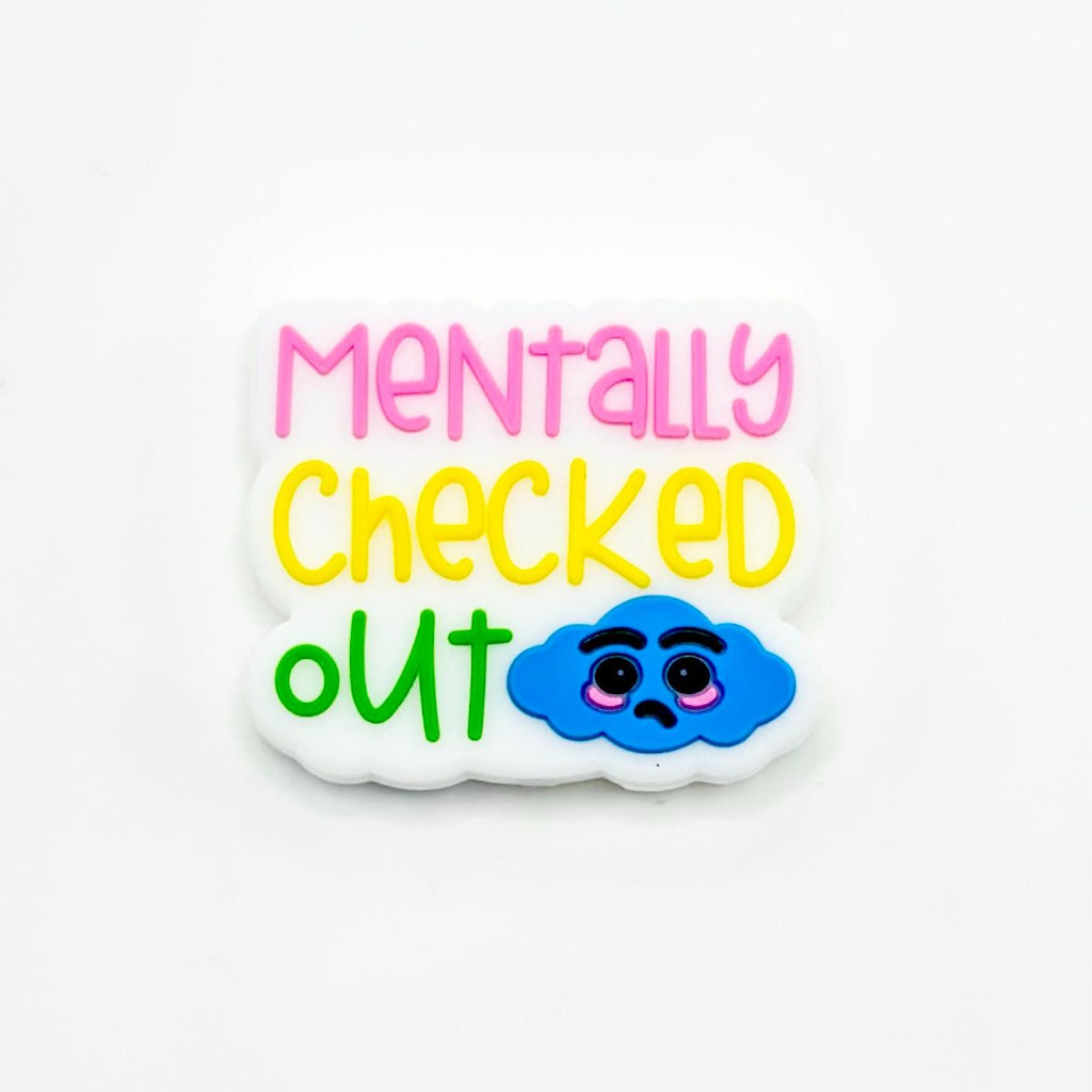 Mentally Checked Out Blue Cloud with Sad Face Silicone Focal Beads