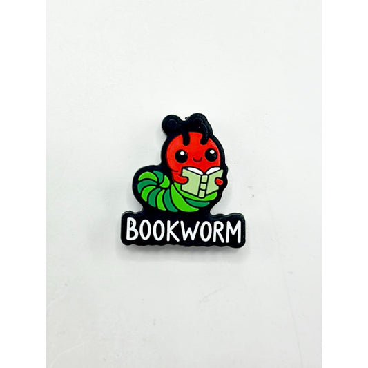 A Green Worm is Reading Bookworm Silicone Focal Beads