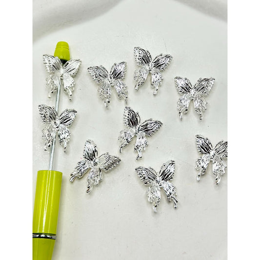 Little Cute Silver Alloy Metal Butterfly Beads, 20*22mm