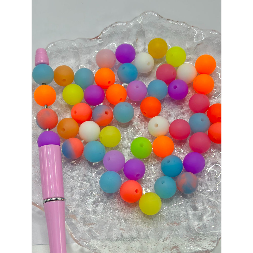 Luminous Silicone Beads, Glow in the Dark, 12mm