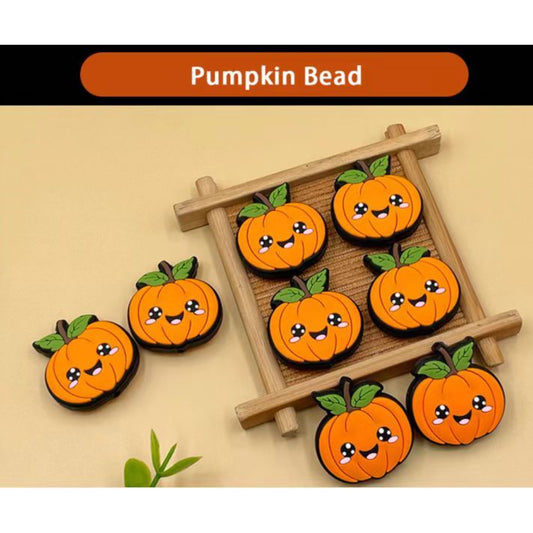 Cute Pumpkin with Smile Face Silicone Focal Beads