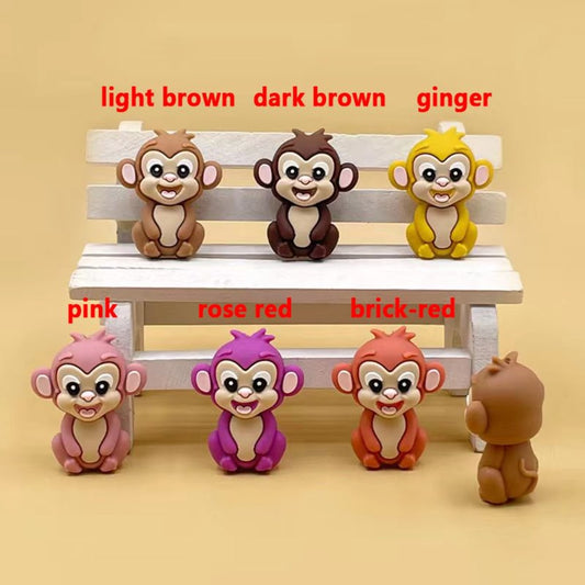 3D Little Cute Monkeys Silicone Focal Beads