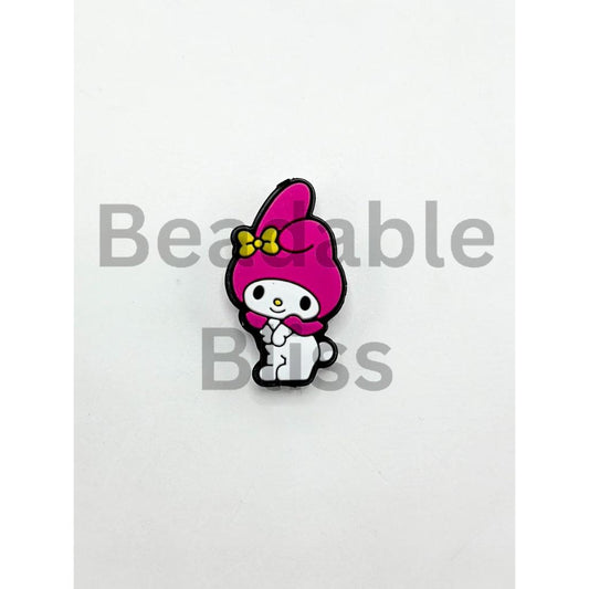 Little White Rabbit Bunny in Red Hat Silicone Focal Beads