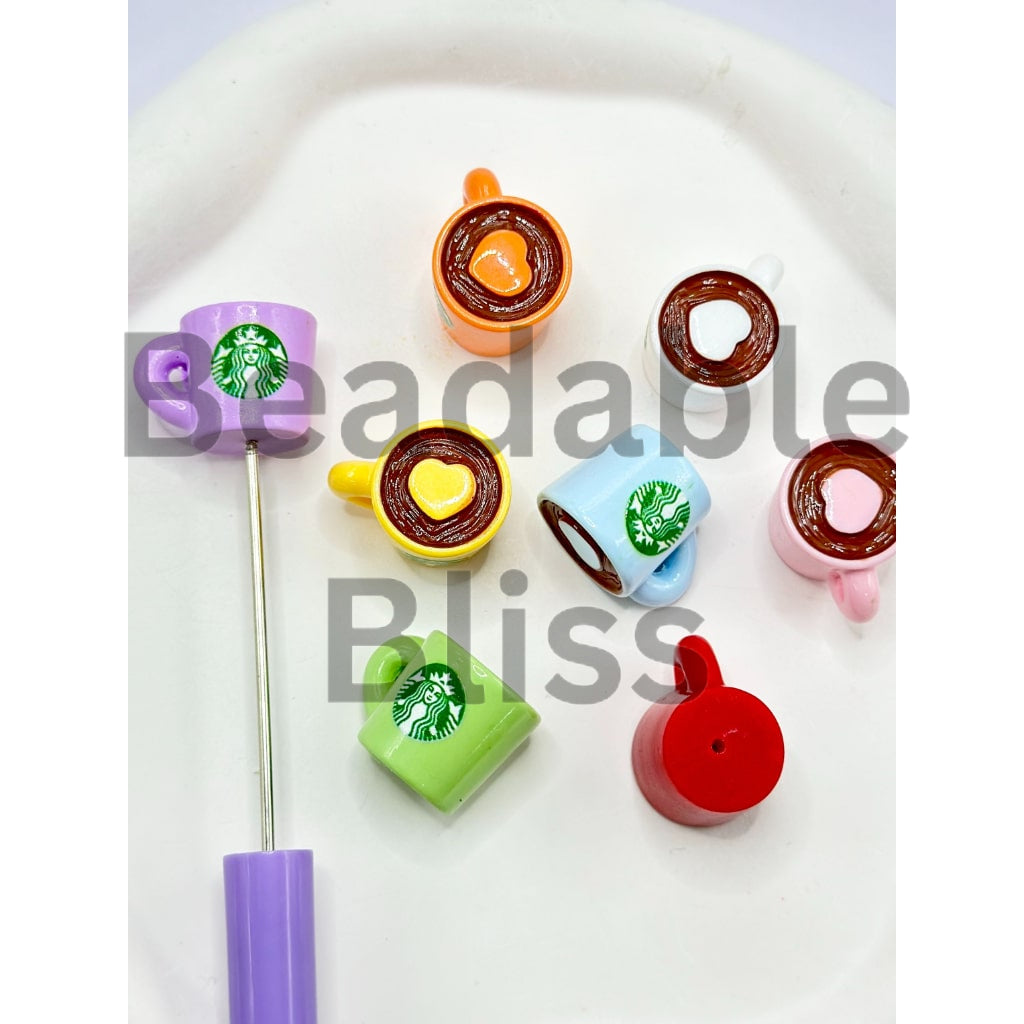 Starbuc Coffee Cup Acrylic Beads in Solid Colors, Random Mix, 19MM