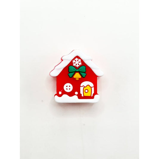 3D Christmas House Snow Flower Bowknot Silicone Focal Beads