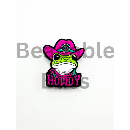 Howdy Green Frog with Red Hat Silicone Focal Beads