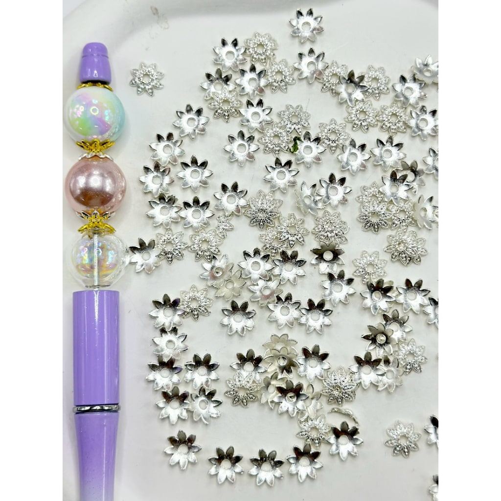 Beadable Metal Flower End Spacer Cap Beads, 10MM