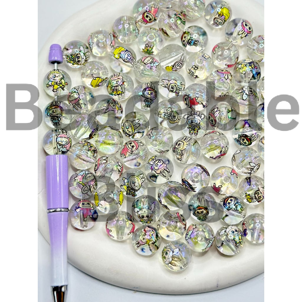 Labub Cartoon Boys and Girls Clear Round Acrylic Beads 16mm